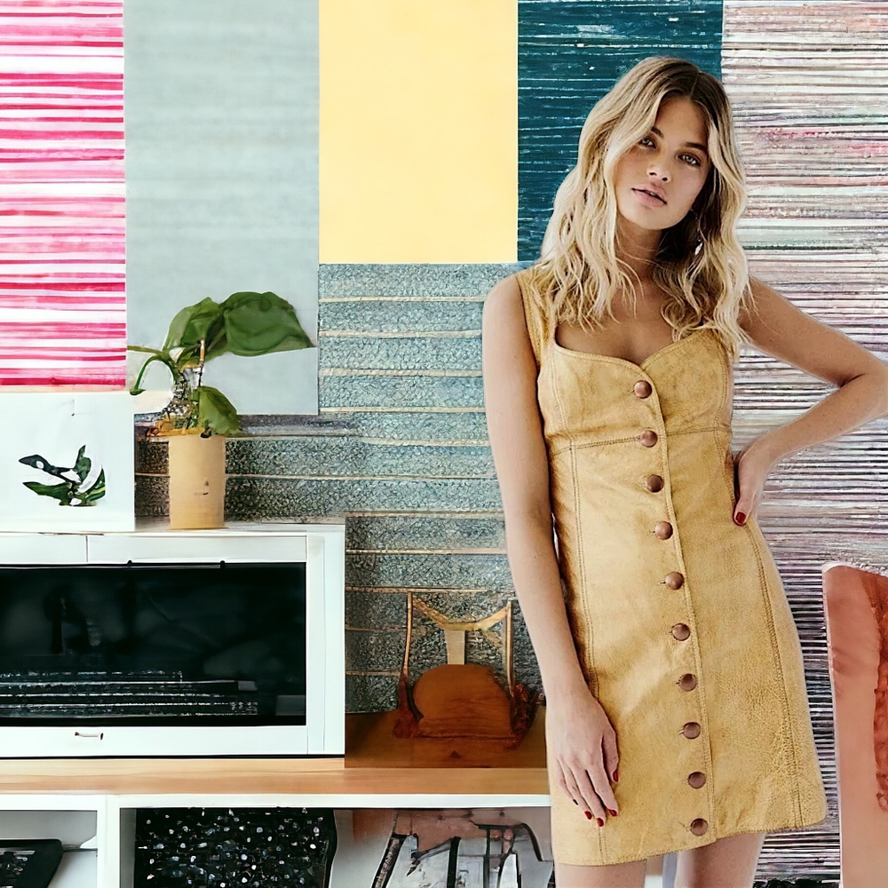 FREE PEOPLE Leather Mini Dress